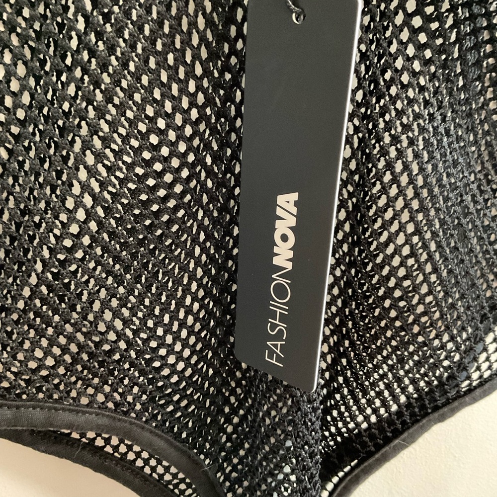 Fashion Nova Don’t Get Caught Up Black Fishnet Bodysuit - Picture 11 of 15